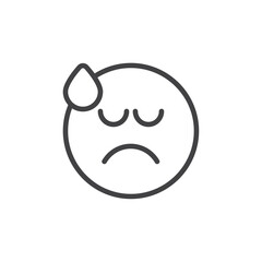 Disapointed emoji icon Thin outline art symbol