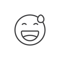 Grinning emoji icon Thin outline art symbol