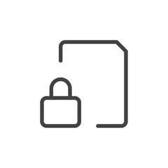 Locked file icon Thin outline art symbol
