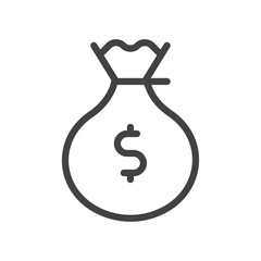 Money bag icon Thin outline art symbol
