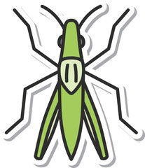 ステッカーミニ昆虫の単品アイコン　ショウリョウバッタ