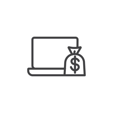 Onlinr payment icon Thin outline art symbol