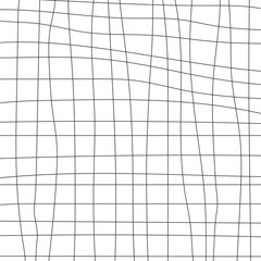 Wavy abstract grid pattern in black. Thin lines create distorted square shapes.