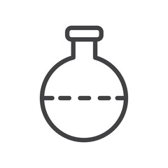 Round test tube icon Thin outline art symbol