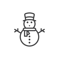 Snowman icon Thin outline art symbol