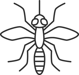線画ミニ昆虫の単品アイコン　蚊