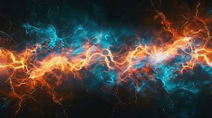 Abstract Background with Intertwined Blue and Orange Electrical Currents