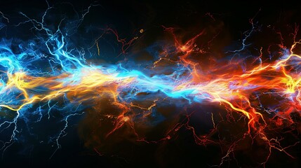 Abstract Blue and Red Lightning Energy Clashing