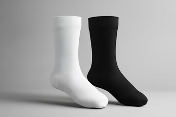 Blank Black and White Short Sock Design Template for Mockup and Branding