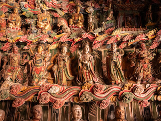 The exquisite clay sculptures in Guanyin Hall