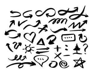 set hand drawn abstract shape black color