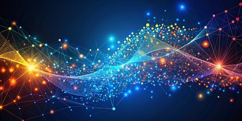 Obraz premium Abstract Particle Technology Background - Big Data Concept in Silhouette Photography
