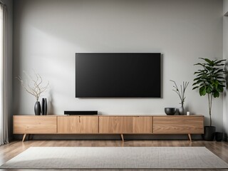 empty tv on contemporary living room interior. front view.