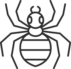 線画ミニ昆虫の単品アイコン　蜘蛛