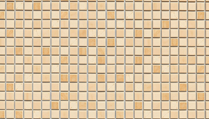 Fototapeta premium Brown beige white vintage retro geometric square mosaic motif cement tiles texture background banner panorama isolated with white highlights, png