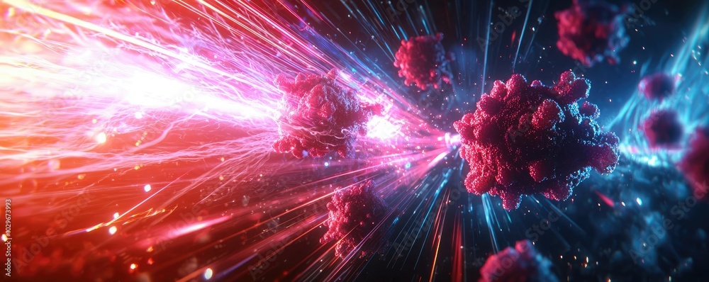 Poster abstract cosmic explosion with vibrant colors and dynamic energy flow.
