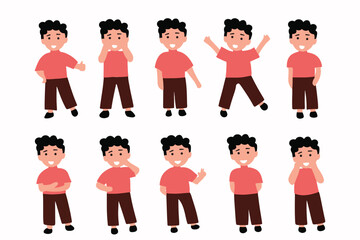 set of flat design people man character cartoon isolated on white background. element stock