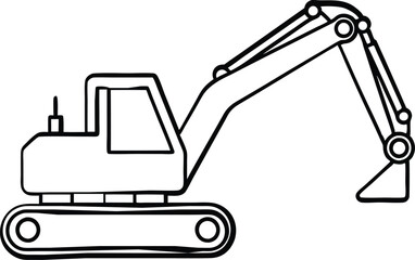 Excavator flat vector illustration on white background. 