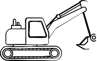 Excavator flat vector illustration on white background. 