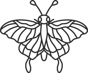 線画ミニ昆虫の単品アイコン　蝶