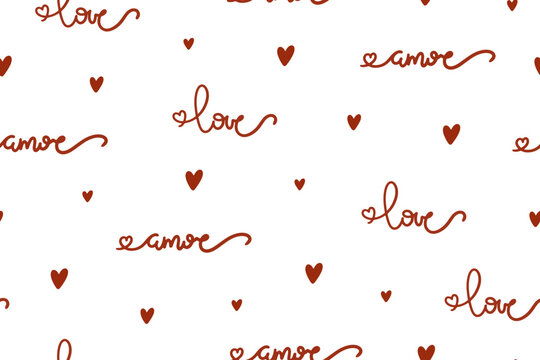 Fototapeta Set of Valentine's Day patterns with hearts, flowers, gifts, balloons and love inscriptions. Valentine's Day backgrounds collection 