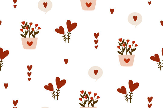 Fototapeta Set of Valentine's Day patterns with hearts, flowers, gifts, balloons and love inscriptions. Valentine's Day backgrounds collection 