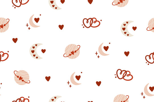 Fototapeta Set of Valentine's Day patterns with hearts, flowers, gifts, balloons and love inscriptions. Valentine's Day backgrounds collection 