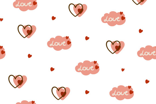 Fototapeta Set of Valentine's Day patterns with hearts, flowers, gifts, balloons and love inscriptions. Valentine's Day backgrounds collection 