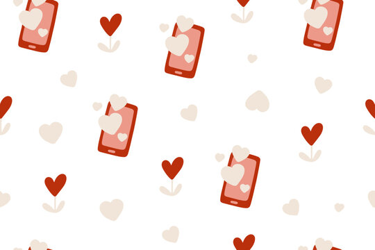 Fototapeta Set of Valentine's Day patterns with hearts, flowers, gifts, balloons and love inscriptions. Valentine's Day backgrounds collection 