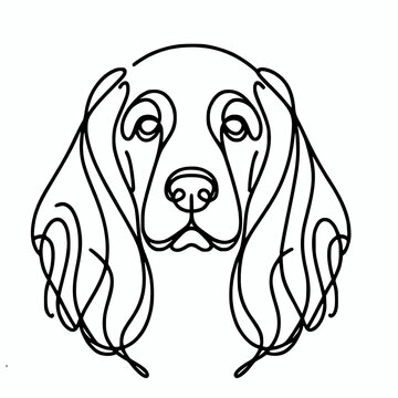 English cocker spaniel silhouette outline line vector illustration