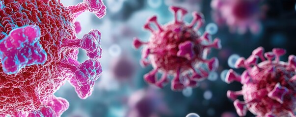 Virus illustration, colorful design on a dark background