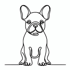 Obraz premium French bulldog single continuous line art drawing silhouette vector illustration, frenchie outline design element