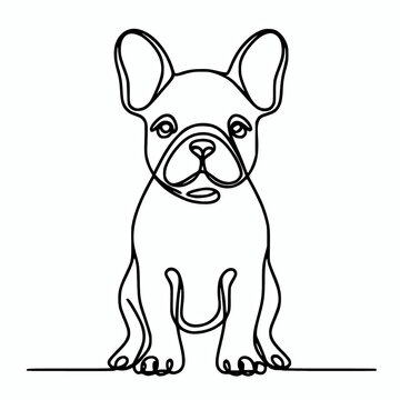 recommend clip art: French bulldog single continuous line art drawing silhouette vector illustration, frenchie outline design element