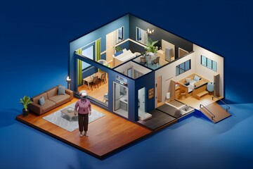 Fototapeta premium Immersive 3D Rendered Virtual Tour of a Modern Interior Design