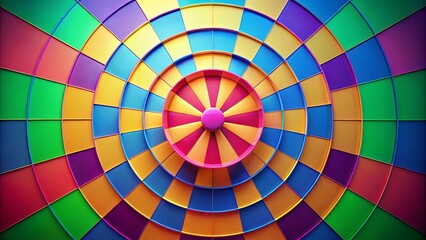 A vibrant circular composition of multicolored segments, radiating outwards from a central hub, forming a mesmerizing geometric pattern.