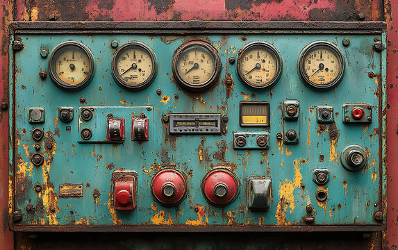 Timeworn Tech: Vintage Dials & Switches on Control Panel