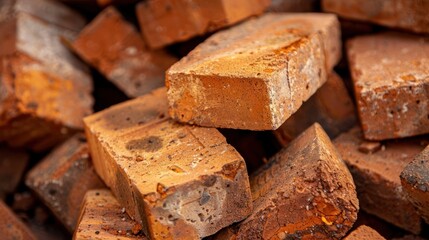 Close-up of a Pile of Bricks