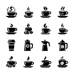 Creative collection of coffee symbols and designed for graphics and illustrations in various styles