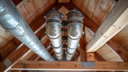 Obraz premium Closeup of Pipes in Attic