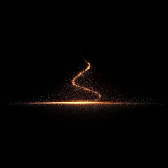 An illustration of a golden glitter minimal Christmas tree on black background. 