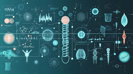 Fototapeta premium Abstract Medical Background Shows Human Anatomy with Futuristic Technology