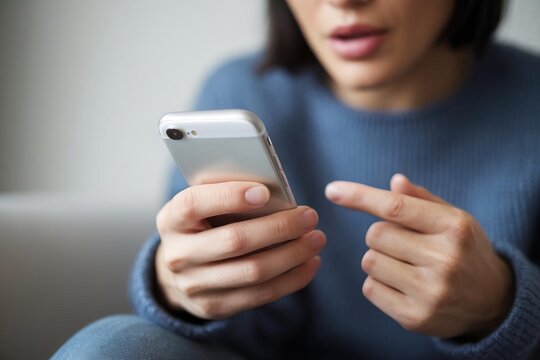 Person using phone, casual setting, engaging with technology.