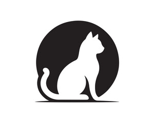 Cat logo design icon symbol vector template. Silhouette cat illustration