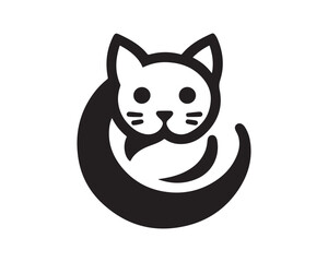 Cat logo design icon symbol vector template. Silhouette cat illustration