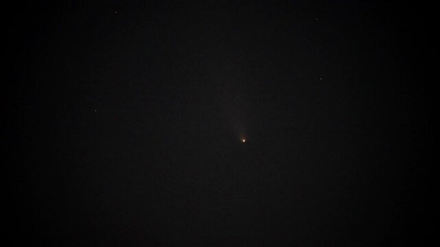 Tokyo,Japan - October 14, 2024: Tsuchinshan-ATLAS comet recorded in Tokyo on 18:00, October 14, 2024