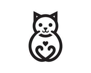 Cat logo design icon symbol vector template. Silhouette cat illustration