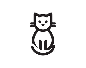 Cat logo design icon symbol vector template. Silhouette cat illustration