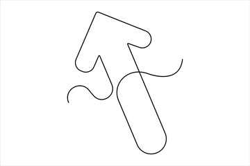 Continuous one line art drawing of arrow, arrow icon outline vector illustration