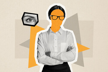 Composite trend artwork 3D sketch image photo collage of copyspace young lady incognito faceless...