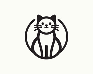 Cat logo design icon symbol vector template. Silhouette cat illustration